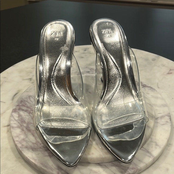 Zara Vinyl Silver Wedge Sandal - Picture 7 of 9